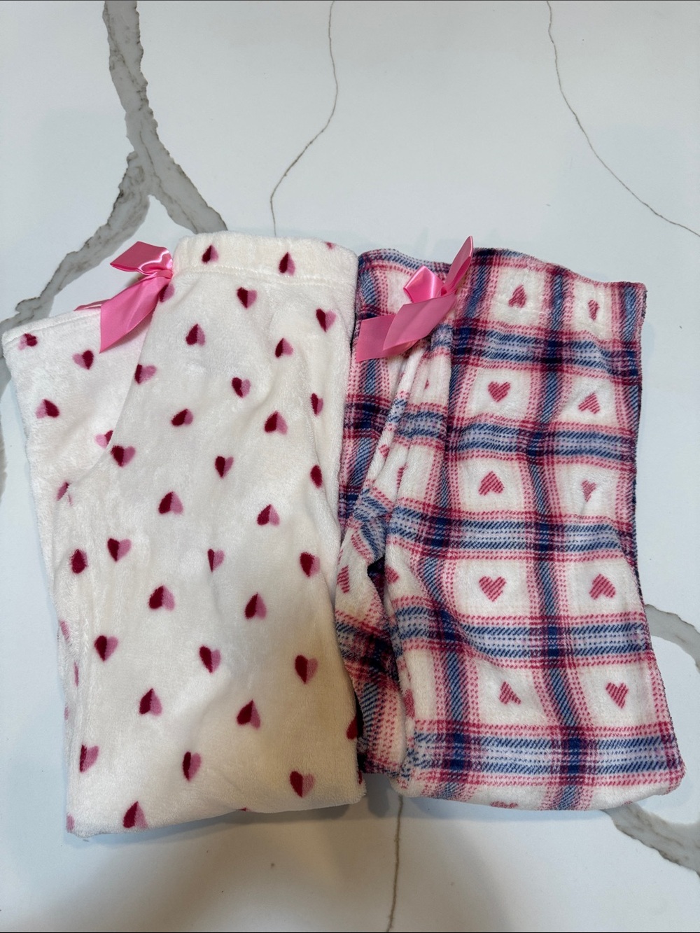 Sleep On It Girls Plush Pajama Bottoms bundle in White and PinkM 10/12
